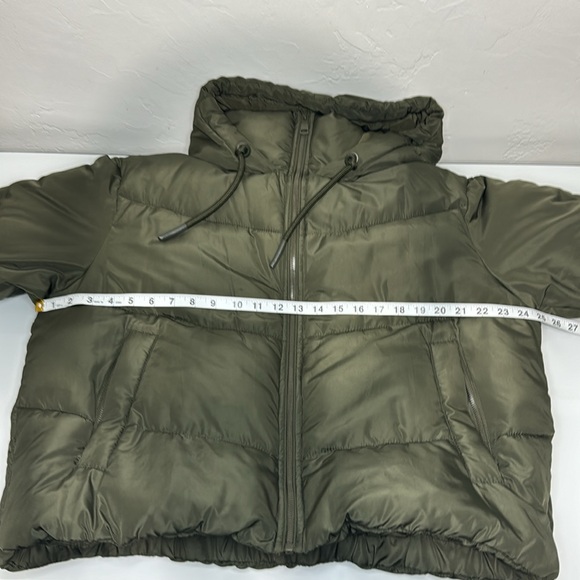 Zara olive quilted puffer anorak jacket size M - Picture 11 of 13